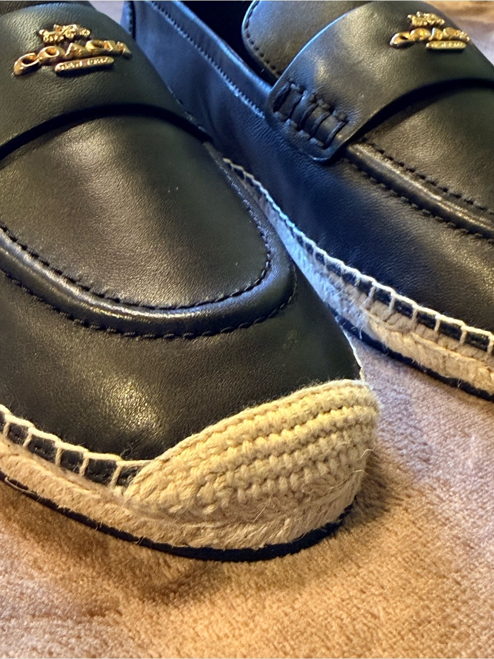 COACH women’s Black Leather Penny Loafers